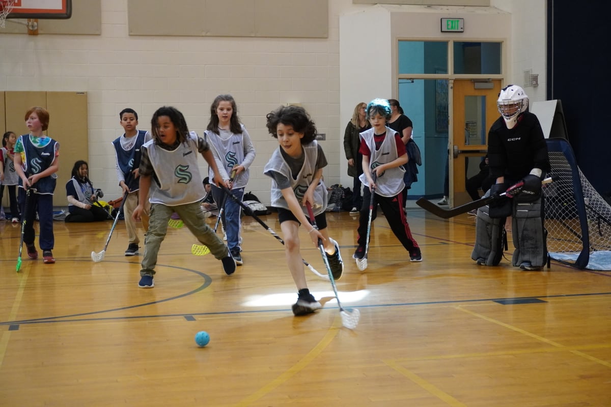 Chase Lake Elementary ball hockey
