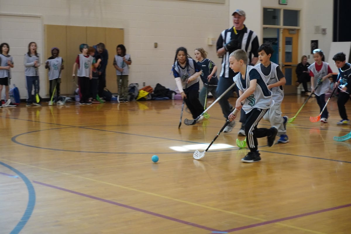 Chase Lake Elementary ball hockey