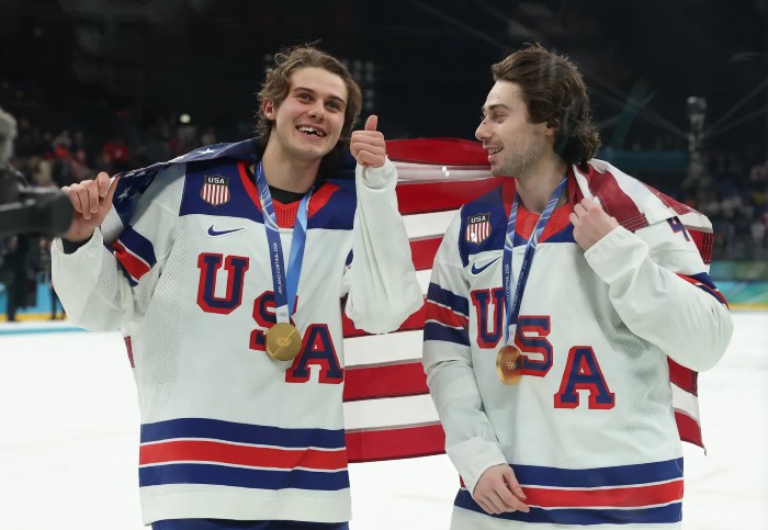 USA Men's hockey players with Olympic gold medals